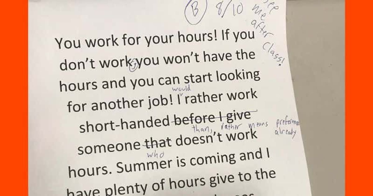 Worker quits like a boss — leaves job by fixing grammar errors in their manager’s furious note
