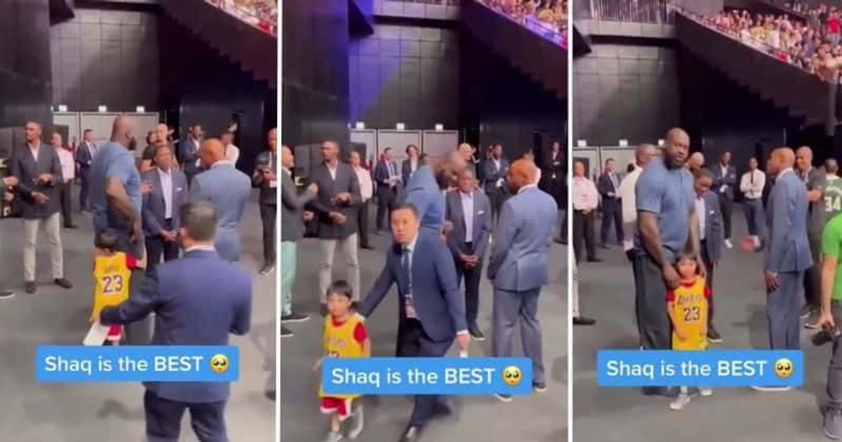 Security forcefully escorts boy away from Shaq as he tried to hug him — NBA star immediately stepped in