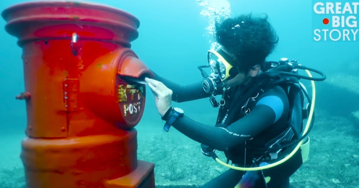 This small town was losing tourists until the postmaster put a mailbox 30 feet underwater