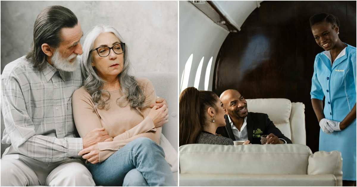 Old couple try guilt-tripping honeymooners into sacrificing their premium seats — it backfires as their 'real plan' comes to light