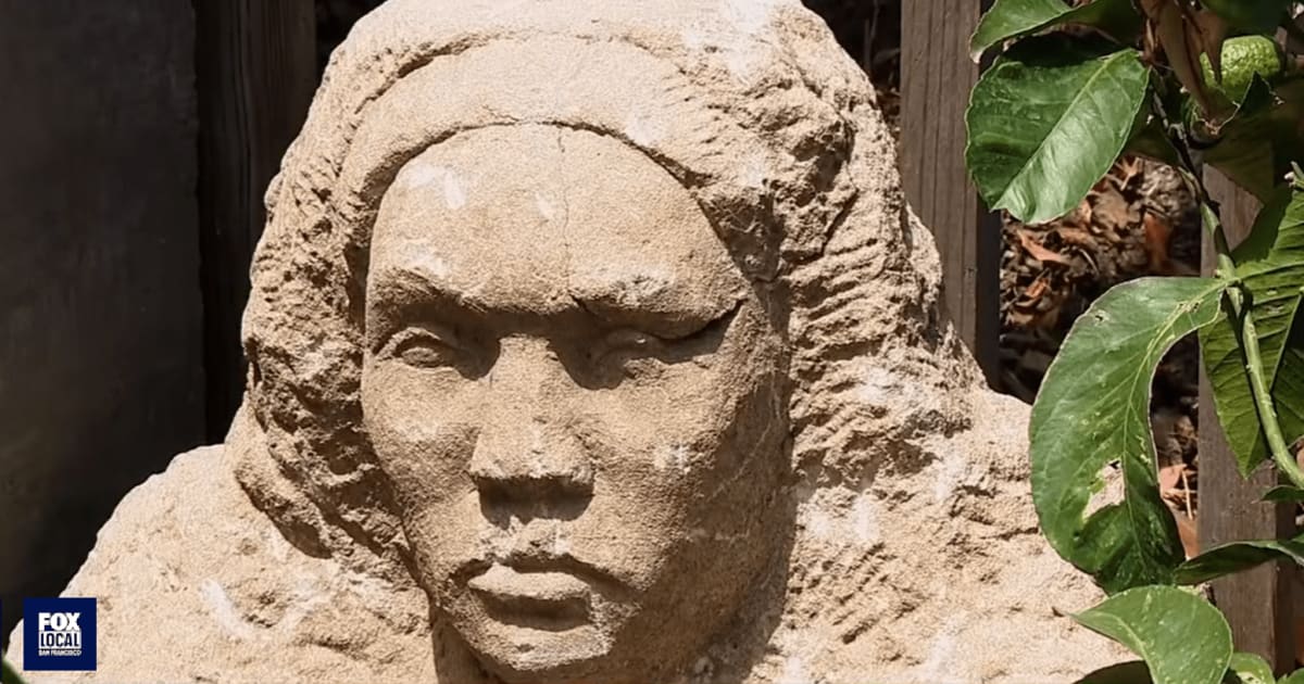 Man digging in his backyard thought he'd hit an old fence post. Instead, a 150-pound woman's sculpture peeked out