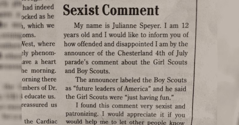 12-year-old girl calls out sexist announcer's comments about the Girl Scouts in epic open letter