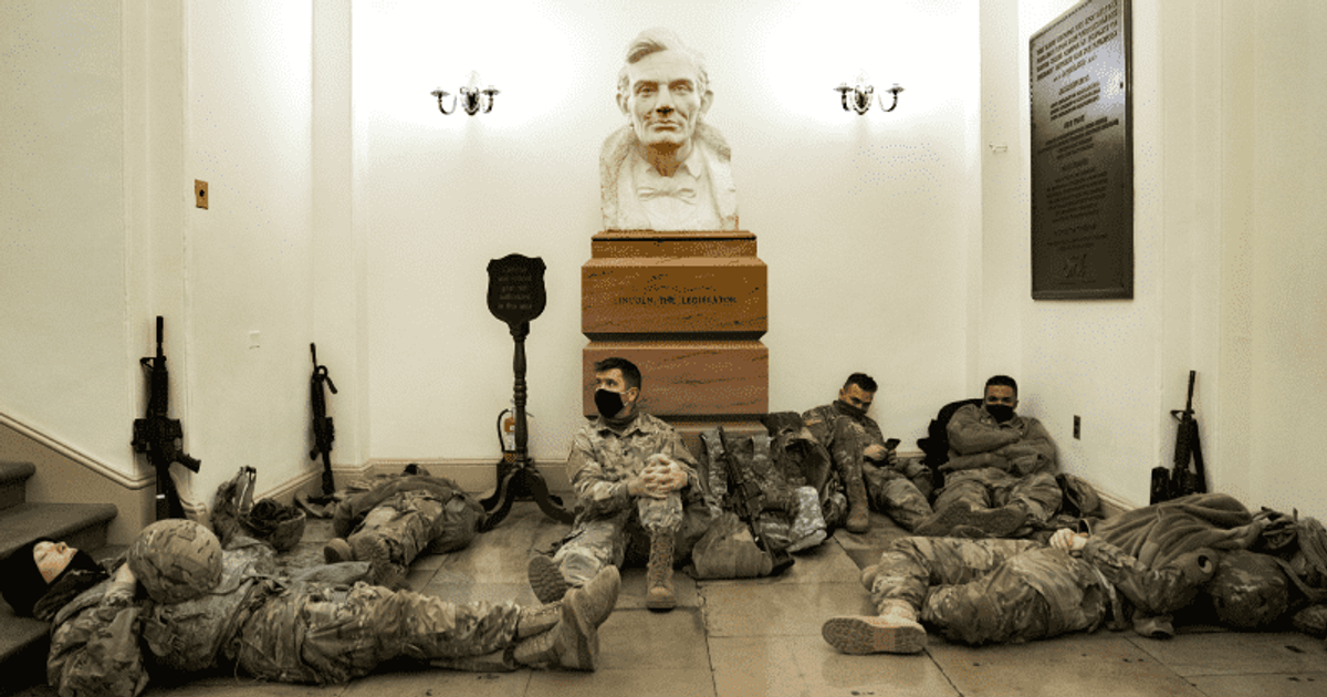 National guard on 24-hour watch at Capitol Hill in anticipation of an attack from MAGA rioters