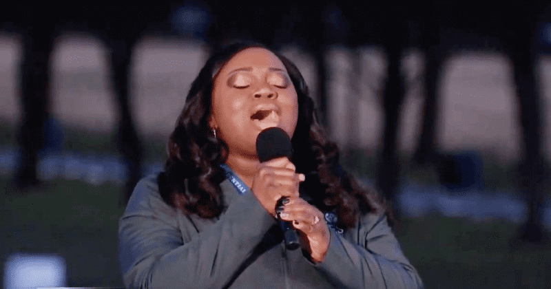 Nurse recreates video singing  ‘Amazing Grace,’ at pandemic memorial to honor victims