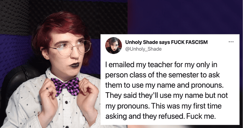 Trans student gives mic drop response to professor who refused to use their correct pronouns