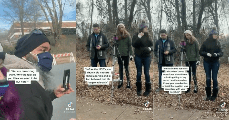 Man confronts pro-lifers protesting outside an abortion clinic with some harsh truths