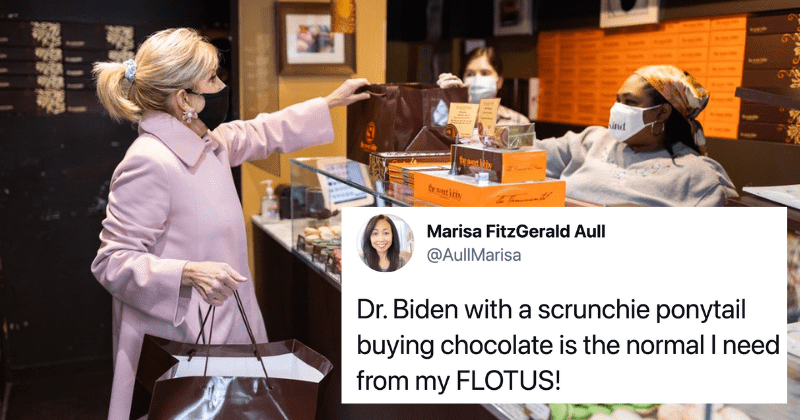 Dr. Jill Biden's scrunchie is the relatable first lady fashion moment we've been waiting for