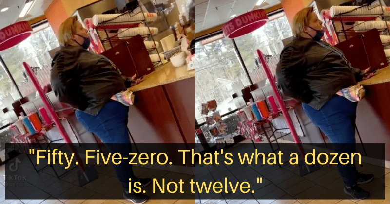 Dunkin' Donuts customer scolds employee for not giving her fifty Munchkins when she ordered a dozen