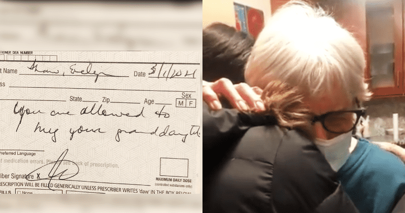 Grandma breaks down after doctor gives 'prescription note' to hug her granddaughter