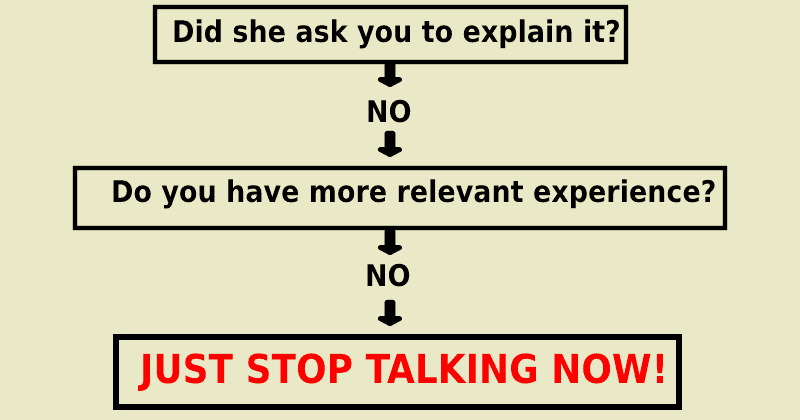 Woman creates chart so co-workers can understand if they are mansplaining 