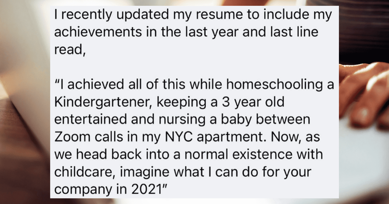 Working mom urges parents to include their child-rearing duties on their résumés amid the pandemic