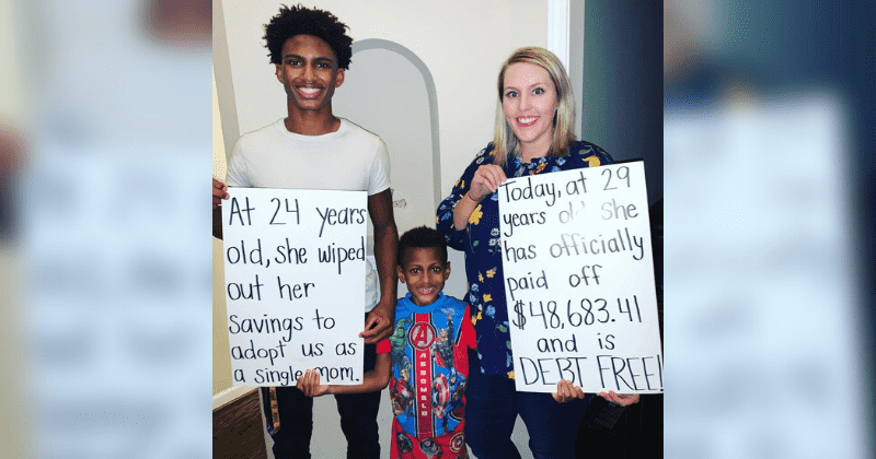 Teacher who adopted her former student and his brother pays off over $48,000 in debt