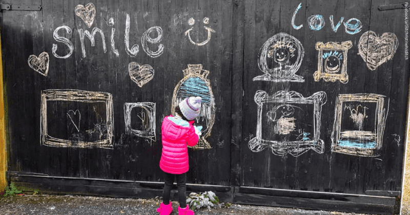 Girl spends lockdown drawing messages of hope on her home wall: 'She draws to make people happy'