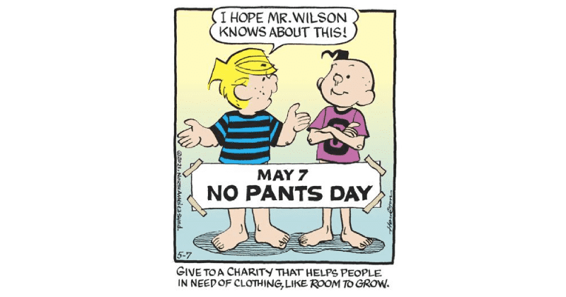 Comic strip artists to celebrate ‘no pants day’ on May 7 by urging people to donate clothes