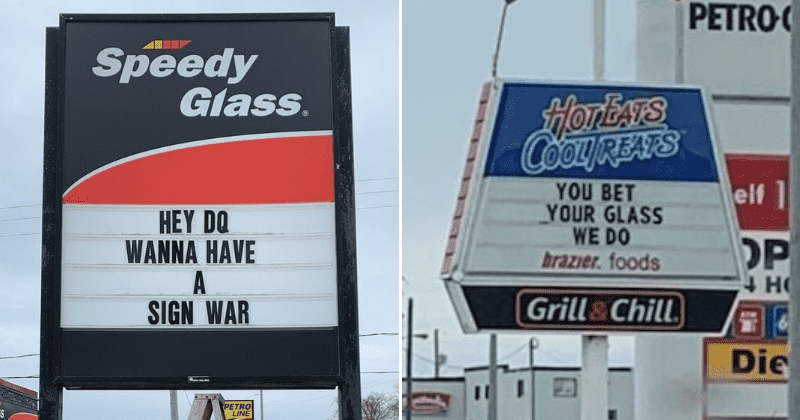 There is a fun, entertaining signboard war happening in this town and the internet is hooked
