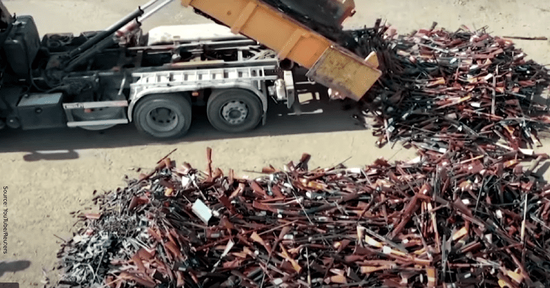 Belgium melted 22,000 firearms and recycled them into 60 tons of steel for a safer society