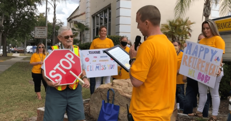 School honors beloved 92-year-old crossing guard who helped thousands of kids cross roads safely