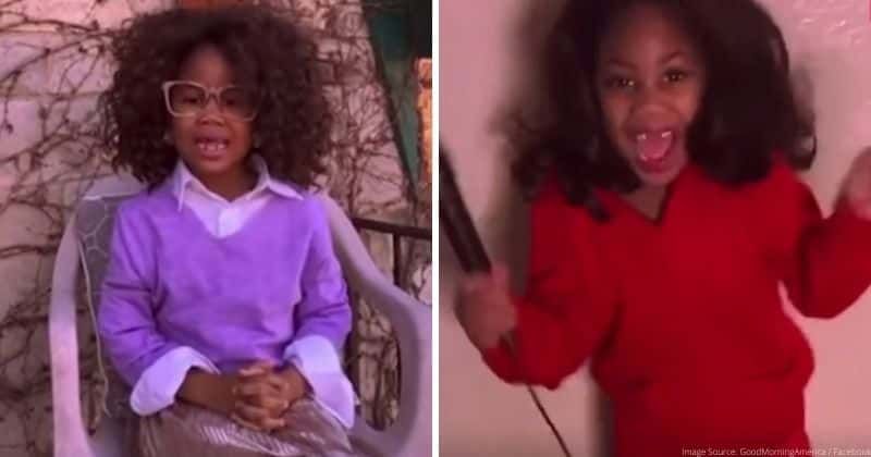 A five-year-old girl dressed up as Oprah and her impersonation is adorable