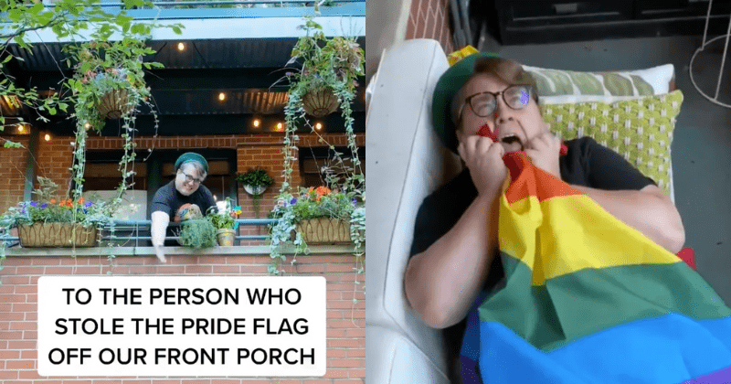 Gay couple gives epic response to 'fragile' homophobe who stole their Pride flag