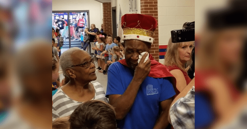 Retiring 83-year-old custodian moved to tears as students make him 'King for a Day' at farewell