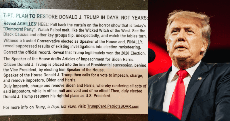 Bonkers 7-point plan to re-install Trump as president 'in days, not years' distributed at CPAC
