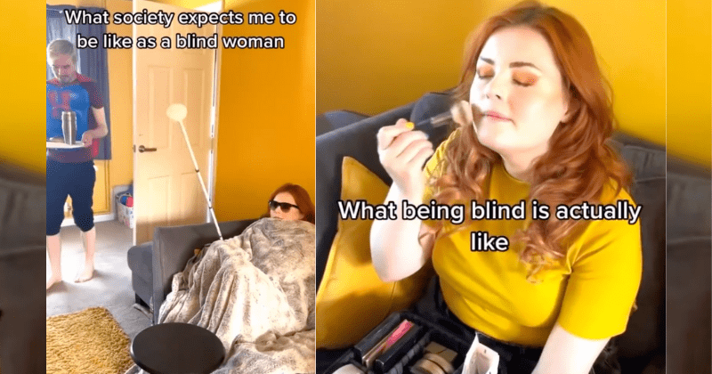 Blind journalist dispels myths about blind people by showing how she works, eats, and lives