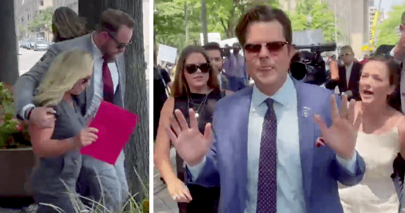 Protesters shut down Marjorie Greene and Matt Gaetz' press conference defending Capitol rioters