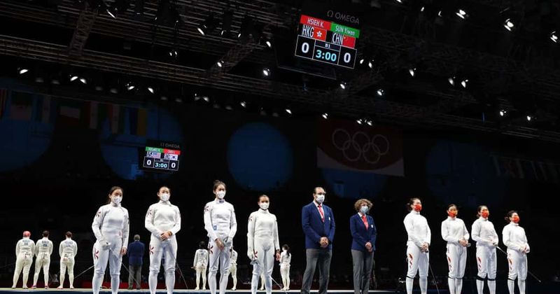 The Hong Kong police arrested a man for booing China's national anthem while viewing the Olympics