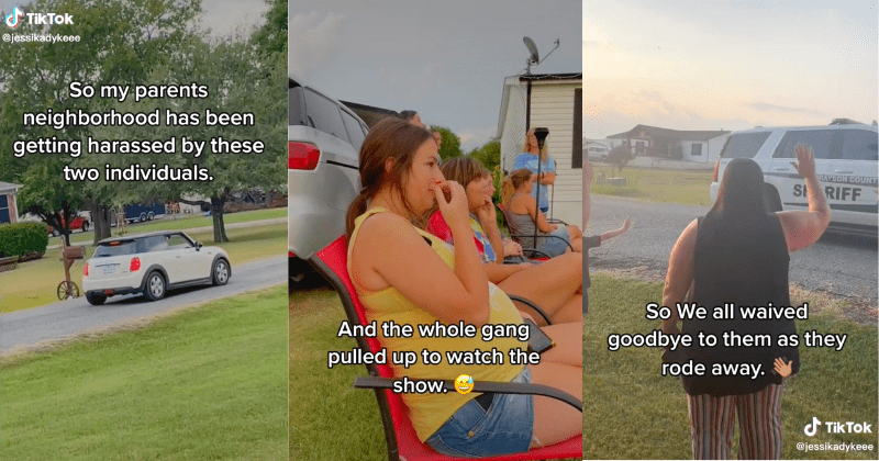 Whole neighborhood turns up to wave goodbye to couple arrested for harassing the community