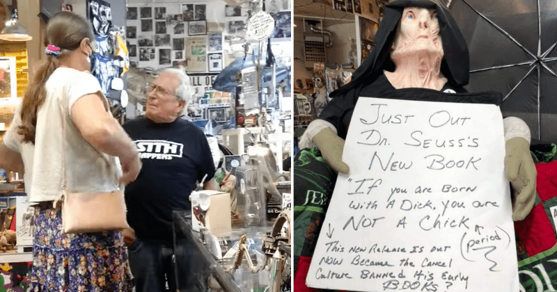 Trans councilwoman confronts store owner who put up bigoted sign, tells him 'transwomen are women'