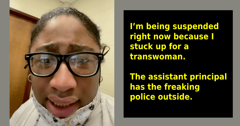 Teen who stood up for trans student in tears after administrator locks him in room, calls cops