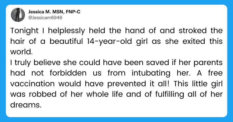 ICU nurse calls out late teen's anti-vax parents for forbidding doctors from intubating her