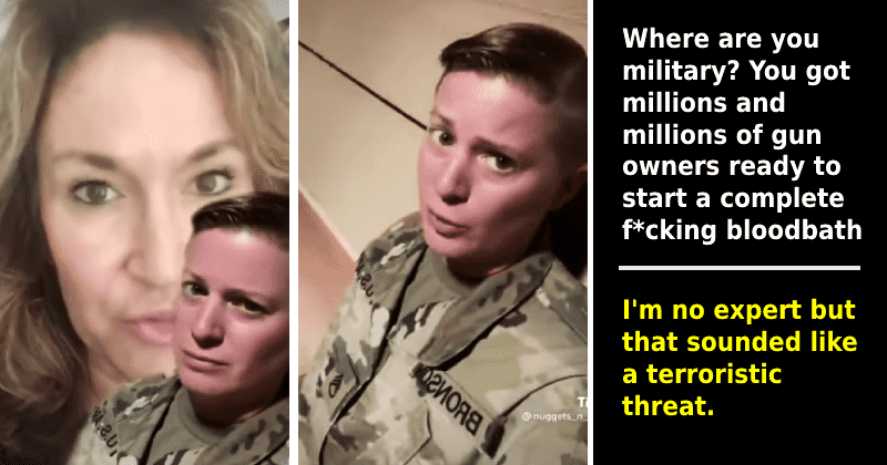 US soldier reminds conservative woman the military's job isn't to overthrow its own government