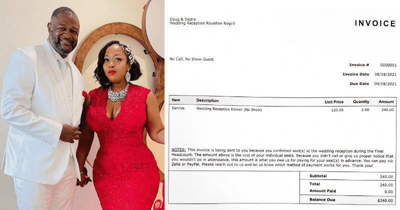 Newlyweds create $240 invoice for no-show wedding guests: 'We have to hold each other accountable'