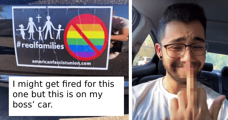 Queer TikToker risks losing job to expose his boss’ anti-LGBTQ bumper sticker