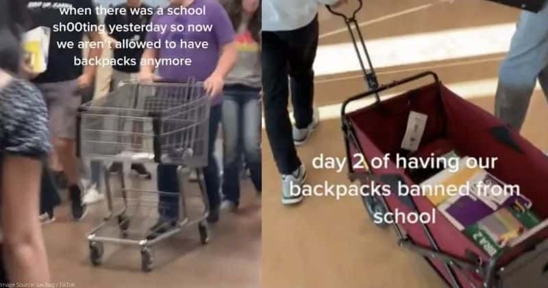 A school banned backpacks after a shooting. So kids now carry their books in absurd containers.