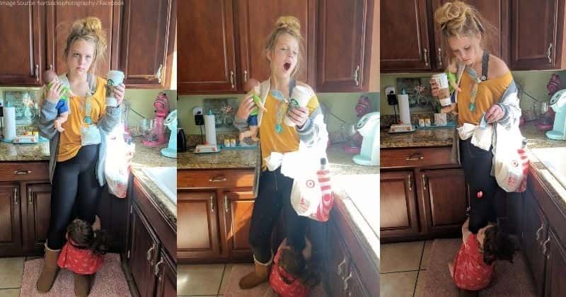 This teen, the older of nine kids, dressed up as a 'tired mom' for Halloween. It was hilarious.