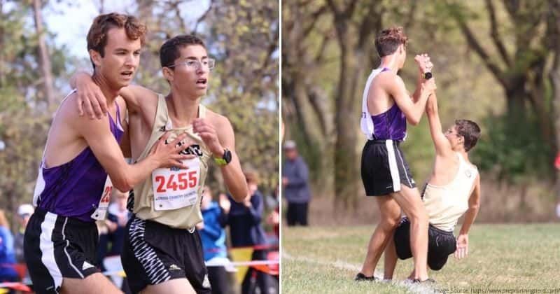He helped his opponent finish a race after he collapsed, giving up his own chance at qualifying