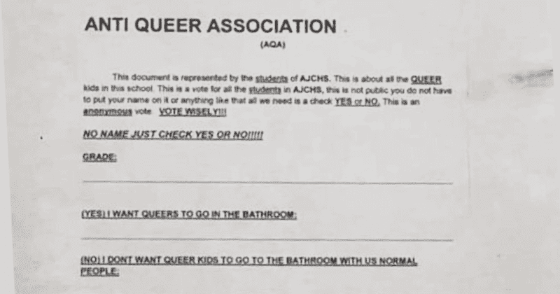 Transphobic survey asks students if queers should be allowed to use 'normal people' bathrooms