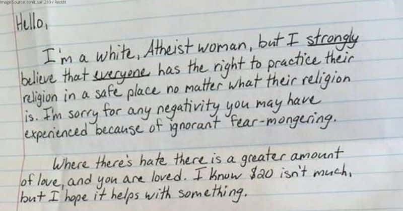 'Where there's hate, there's greater love': White atheist donates to a mosque in solidarity