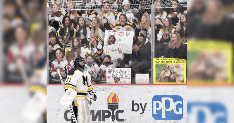 Hundreds show up to cheer for teen hockey goalie after she faced vulgar chants from spectators