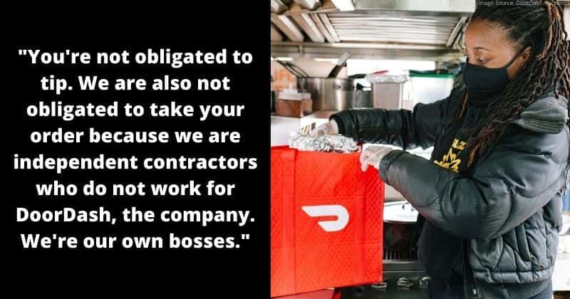 DoorDashers get to pick their orders. If you don't tip, your food's probably going cold.