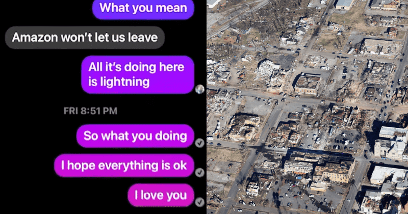'Amazon won't let us leave': Dad of 4 texted in final message before being killed by tornado