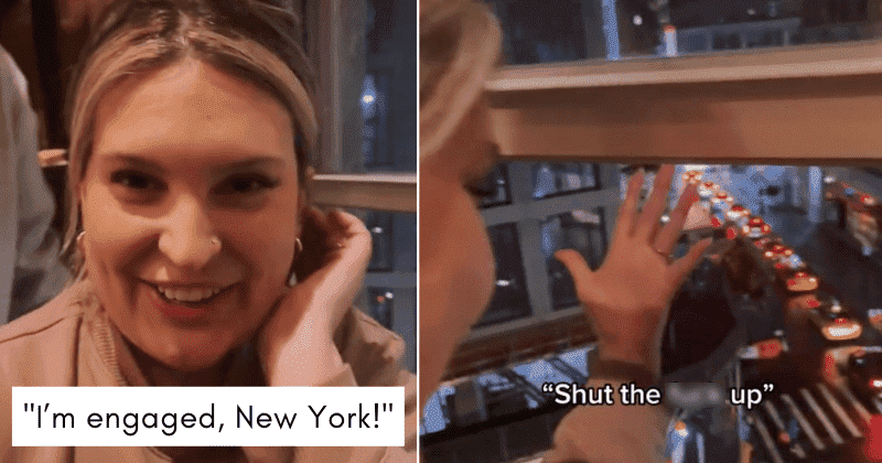 Newly betrothed woman gets the most New York reaction after yelling 'I'm engaged' out her window