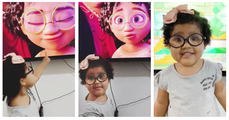 Little girl looks like Mirabel from 'Encanto' and her reaction is beautiful: 'It's me Mommy!'