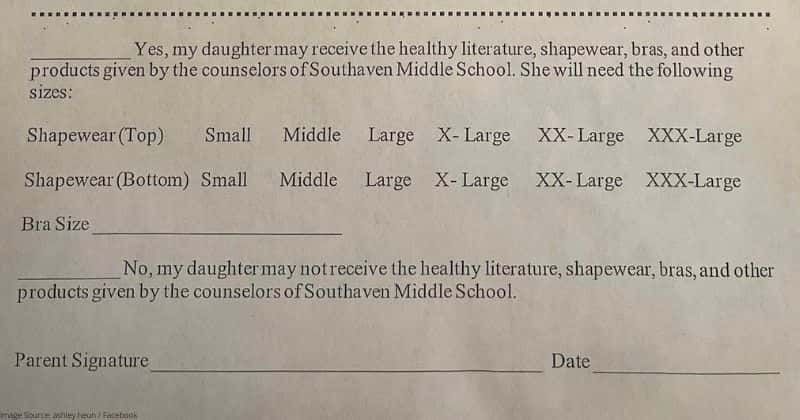 A middle school offered girls free shapewear to apparently help them with 'body image issues'