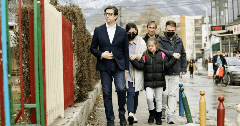 North Macedonia’s president walks bullied girl with Down’s syndrome to school