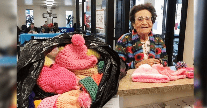 94-year-old woman crochets thousands of hats each year and donates them to those in need
