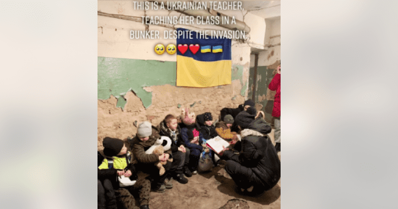 Ukrainian teacher takes class for her students in the bunker during invasion