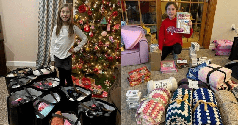 Girl makes care bags for cancer patients after watching her grandpa's experience with chemo